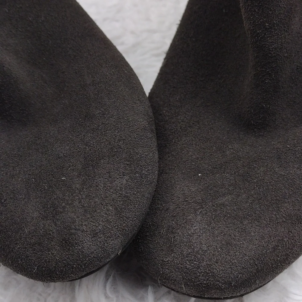 Reaction Kenneth Cole Carlyn Dark Grey Rhinestone High Heel Zip Back Ankle Boot
